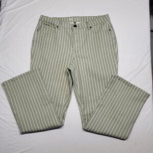 DG2 Diane Gilman Womens Jeans Bootcut 16W Leaf Striped High Rise Stretch 37 X 30